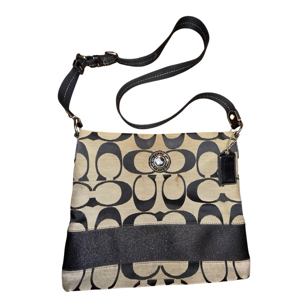 Coach Signature Jacquard Stripe Crossbody Zip Shoulder Bag Swing Pack F19220